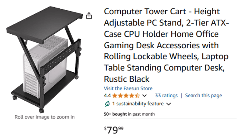 Computer Tower Cart | Open Box | (See Condition Notes) - Rio Grande Trade
