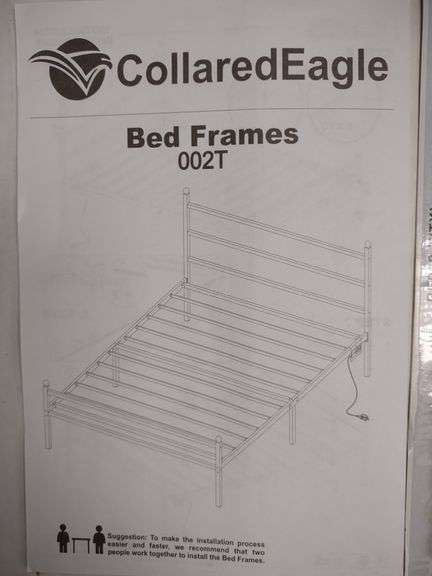 Collared Eagle Twin Bed With Charging Station and LED Strip. White ...