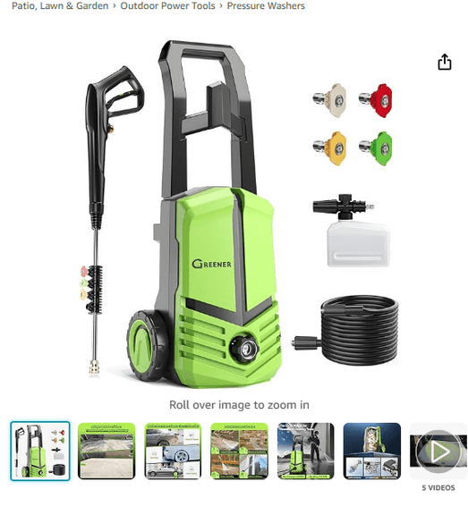 GREENER Electric Pressure Washer | Open Box | (See Condition Notes ...
