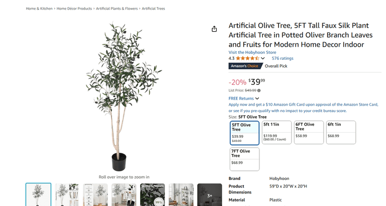 Artificial Olive Tree, 5FT Tall Faux Silk Plant | Like New | (See ...
