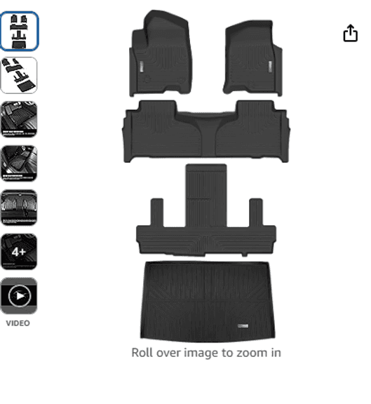 thumbnail interactive-video image 1 of Custom Fit All-Weather Floor Mats For Chevy Suburban/GMC Yukon XL 2021-2025 (7-Seat With Buckets) 1 of 12
