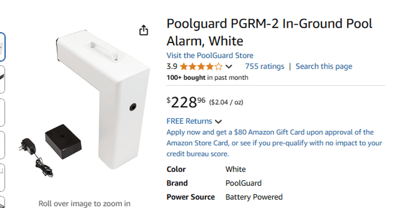 Poolguard PGRM-2 In-Ground Pool Alarm, White | Open Box | (See ...