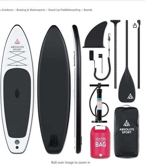 Absolute Sport Extra Wide Inflatable Paddle Board with Pump 305x76x15 ...