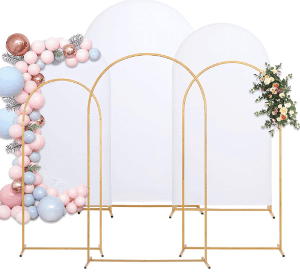 Wedding Arch Backdrop Stand Set Of 3 White Metal Arched Backdrop Stand 7.2FT & 6 - View #10