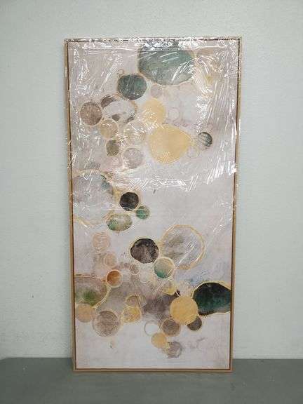 YJYart Green Abstract Canvas Artwork Flowers Wall Decor For Office Lin