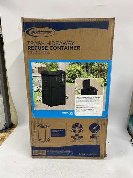 SUNCAST Trash Hideaway Refuse Container | Open Box | (See Condition ...