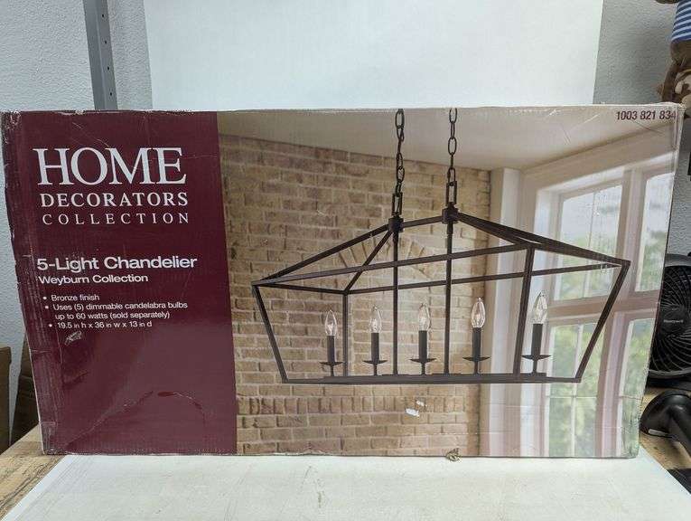 Weyburn 36 in. 5-Light Black and Polished Chrome Farmhouse Linear Chandelier | Like New