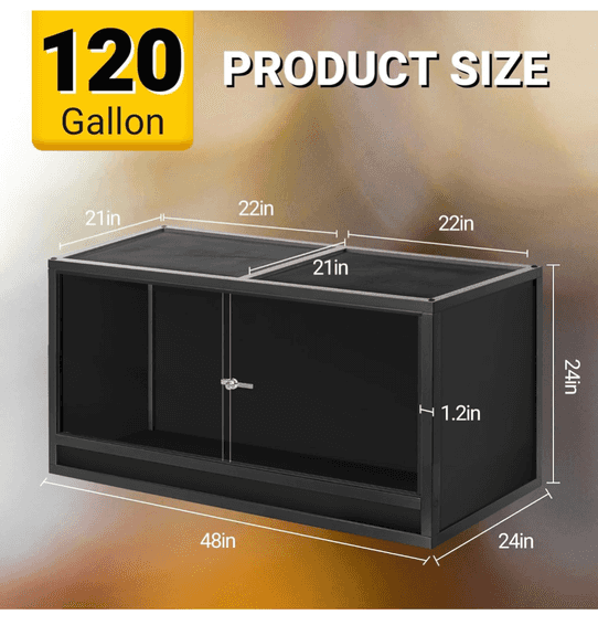 REPTI ZOO Reptile Enclosure 48x24x24'' Black | Open Box | (See ...