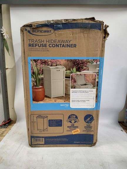 SUNCAST Trash Hideaway Refuse Container, 30-33gal | Open Box | (See ...