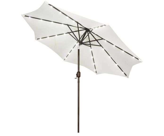 Blissun Ombrello solare da 2,3 m con 18 LED illuminato da patio, da tavolo, per mercatini, colore: bianco crema