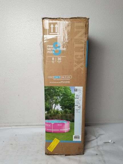 Intex Pink Metal Frame Above Ground Swimming Pool 8 X30 Open Box