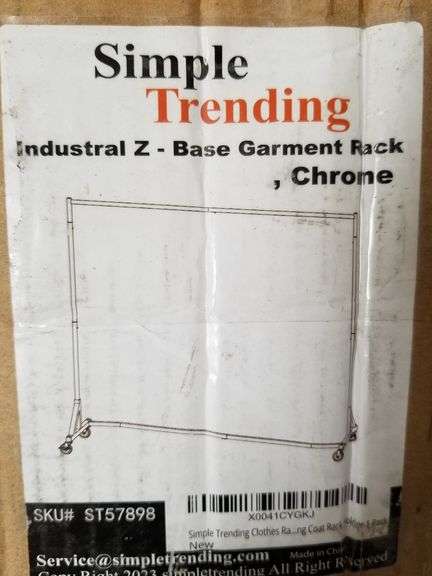 SIMPLETRENDING Industrial Z-Base Garment Rack Chrome | Open Box | (See ...