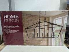 Weyburn 36 in. 5-Light Black and Polished Chrome Farmhouse Linear Chandelier | Like New