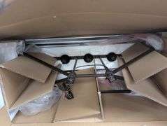Weyburn 36 in. 5-Light Black and Polished Chrome Farmhouse Linear Chandelier | Like New