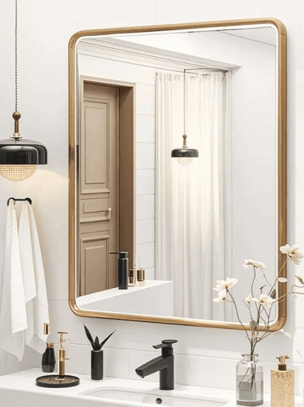 DMW Brushed Gold Framed Mirror 24"x36" | Open Box