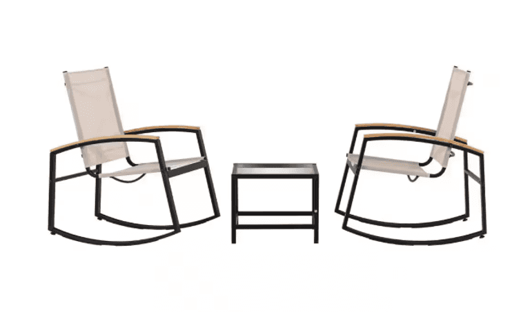 3-Piece Steel Outdoor Bistro Set Rocking Chairs | Like New