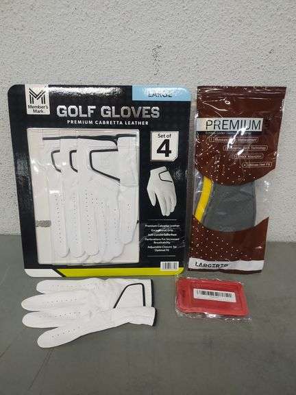 Golf Day Bundle: 4 Pack Large Golf Gloves, Largered Memory Foam Shoe Inserts (Size 9), And 2 Pack Bag Tags | Open Box
