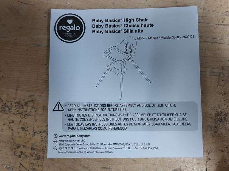 REGALO Baby Basics High Chair | Open Box | (See Condition Notes)