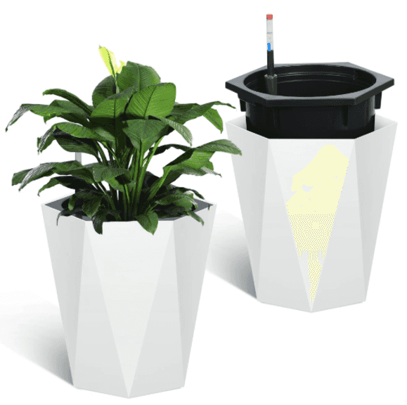 GarveeLife 16 inch Tall Diamond Planters Set of 2, Self Watering | Like New