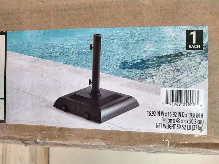 MEMBER'S MARK Umbrella Base, 60lbs, Cement, 1.88" / 1.49" / 1.33" Poles | Like New | (See Condition Notes)