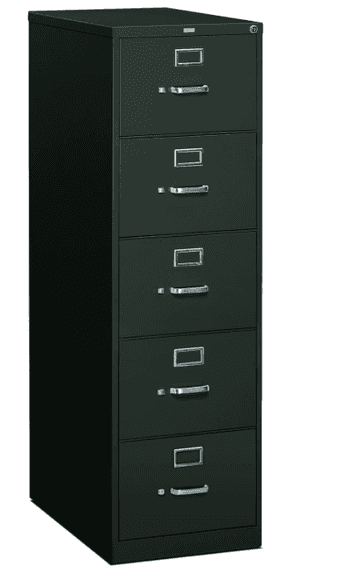 HON 310 Series Vertical 5 Drawer Legal Filing Cabinet 26.5"D x 18.25"W x 60"H, Charcoal | Open Box