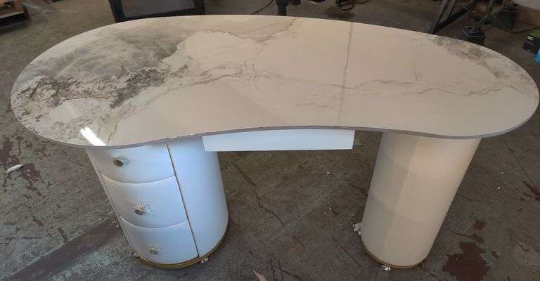 Sintered Stone Tabletop + Manufactered Wood Desk, 55" W x 30" H x 27.5" D | Open Box