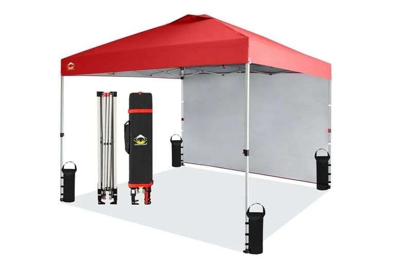 Crown Shades 10x10 Pop-Up Canopy w/1 Side Wall Tent Red | Open Box | (See Condition Notes)
