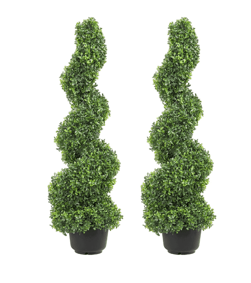 Artificial Spiral Boxwood Shrub Decor, 3', 2ct | Open Box | (See Condition Notes)