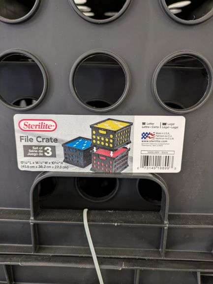 STERILITE File Crates, 3 sets of 3  (9 Crates Total) | Open Box