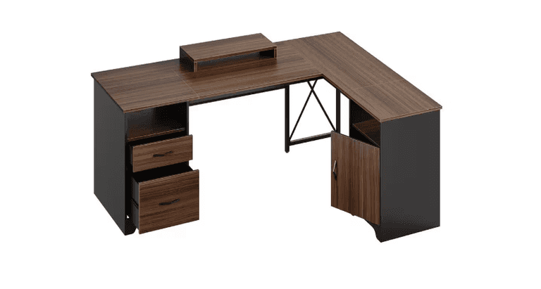 Bestier 63" L-Shaped Computer Desk Storage Cabinet | Open Box