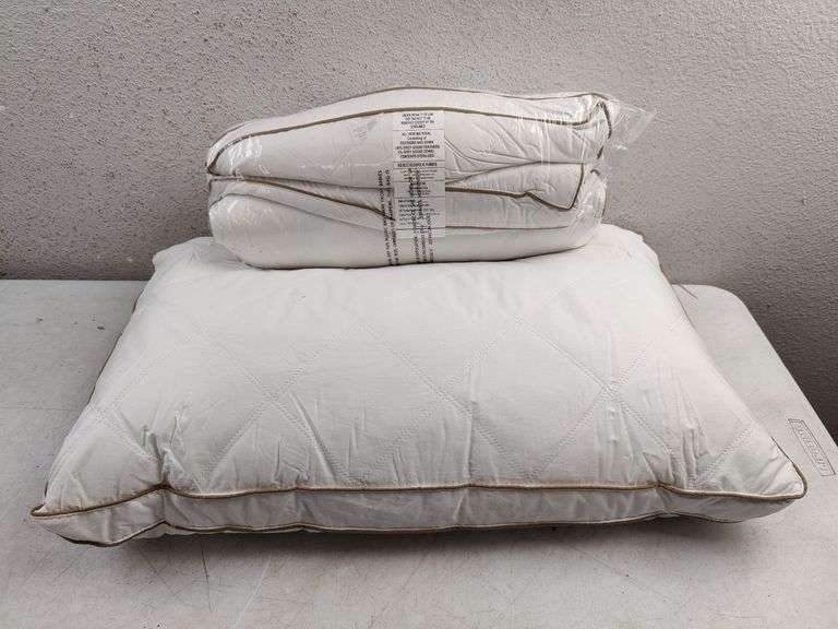 OekoTex Goose Feather Down Pillow, 2pk | Open Box