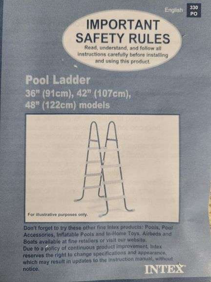 INTEX Steel Frame Above Ground Swimming Pool Ladder for 48" High Wall Pools | Open Box