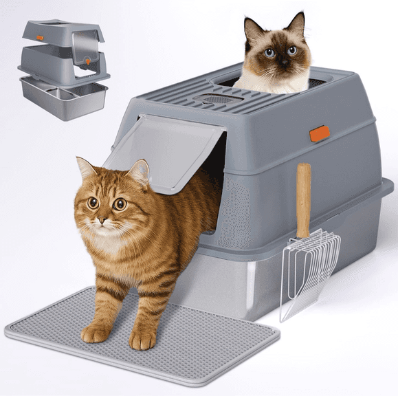 FITROBUST Stainless Steel Litter Box, 8" Deep Pan | Open Box | (See Condition Notes)