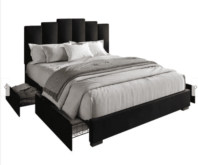 Yuma Upholstered Storage Platform Bed, Queen | Open Box