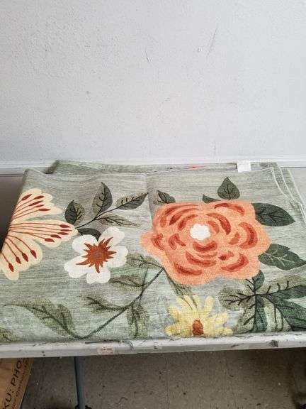 Large 8'x10' Green Floral Area Rug | Open Box