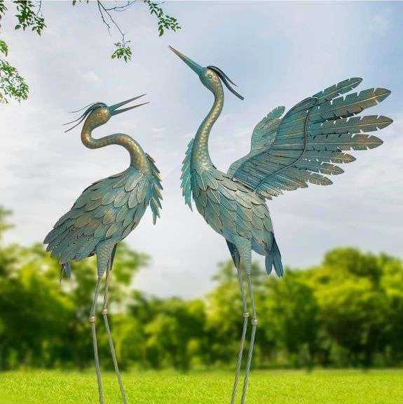 Oritty Crane Statues Set Of 2 | Open Box