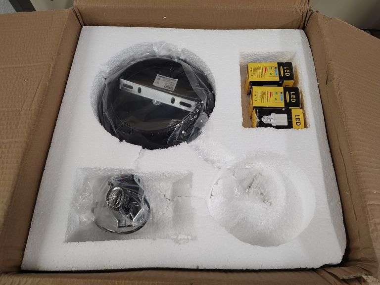 ACLBLK Glass Drum Ceiling Light Fixture, 13.7" | Open Box