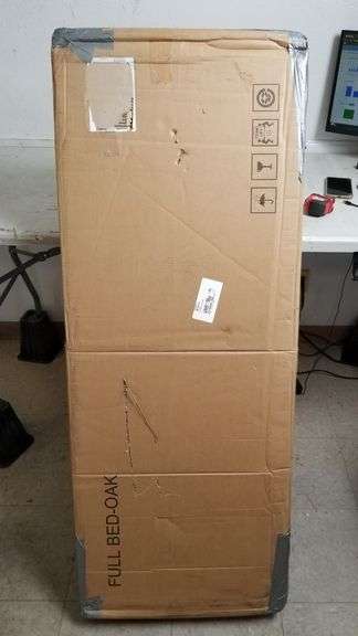 CATHE Oak Full Bed Frame With Rattan Headboard | Open Box | (See Condition Notes)