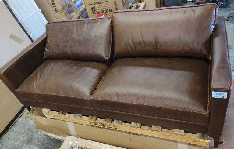 Mateo 82.5" Wide Full-Grain Genuine Italian Leather Sofa | Open Box