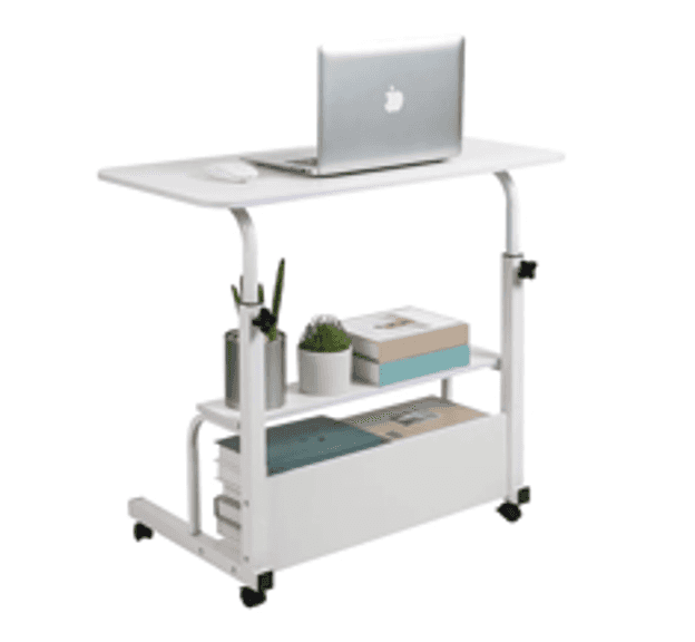 Adjustable Height Mobile Computer Desk for Small Rolling Writing w Wheels | Open Box