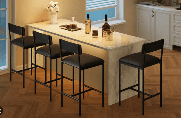 GARVEE 25.5" Kitchen Bar Stools Set of 4, Black - Versatile & Stylish | Like New