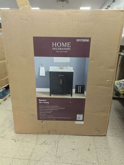 Beaufort 30 in. Single Sink Black Bath Vanity with White Engineered Stone Top (Assembled) | Like New