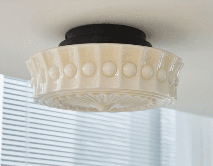 ACLBLK Glass Drum Ceiling Light Fixture, 13.7" | Open Box