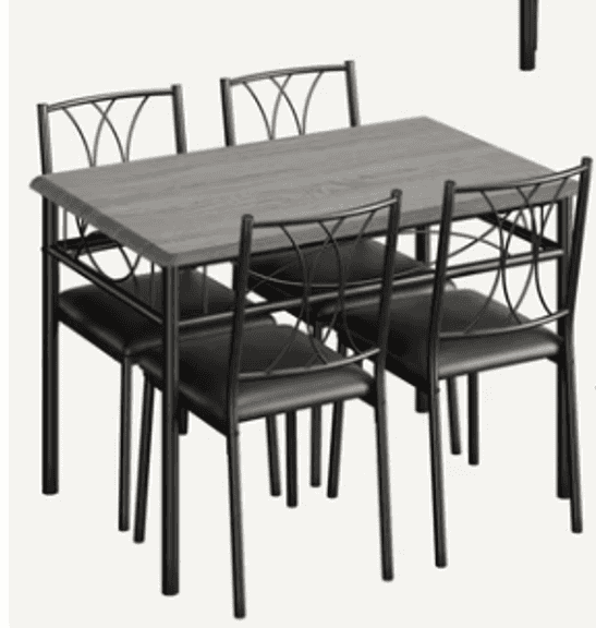 GARVEE 5-Piece Dining Table Set 43.1"L x 27.4"W x 30.01"H, Retro Gray | Open Box