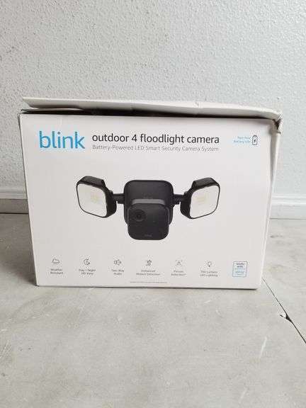 BLINK Outdoor 4 Floodlight Camera, Battery-Powered LED Smart Security Camera System, Black | Open Box
