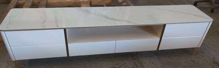 Light Luxury Minimalist Rock Slab TV Stand, 79" W x 20" H x 16" D | Open Box
