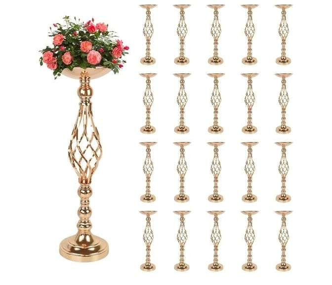 Hyuetrsa 20 Pcs Metal Flower Arrangement Stand Gold | Open Box | (See Condition Notes)