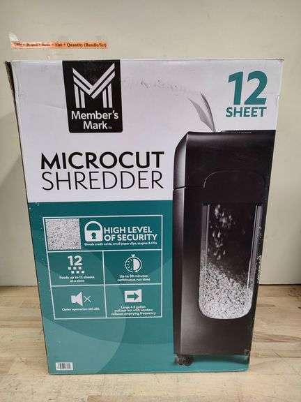 MEMBER'S MARK Microcut Paper Shredder, 12 Sheet | Open Box | (See Condition Notes)