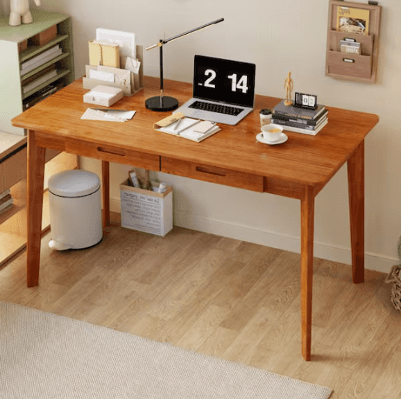 Mdf Computer Table 47.2 in. W-21.7 in D-29.5 in H Rectangular Brown MDF Computer Desk with ...