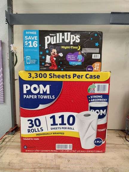 POM Paper Towels & PULL-UPS Nighttime Training Pants (3T & 4T, 32-40lbs) Bundle, 2pc | Open Box | (See Condition Notes)